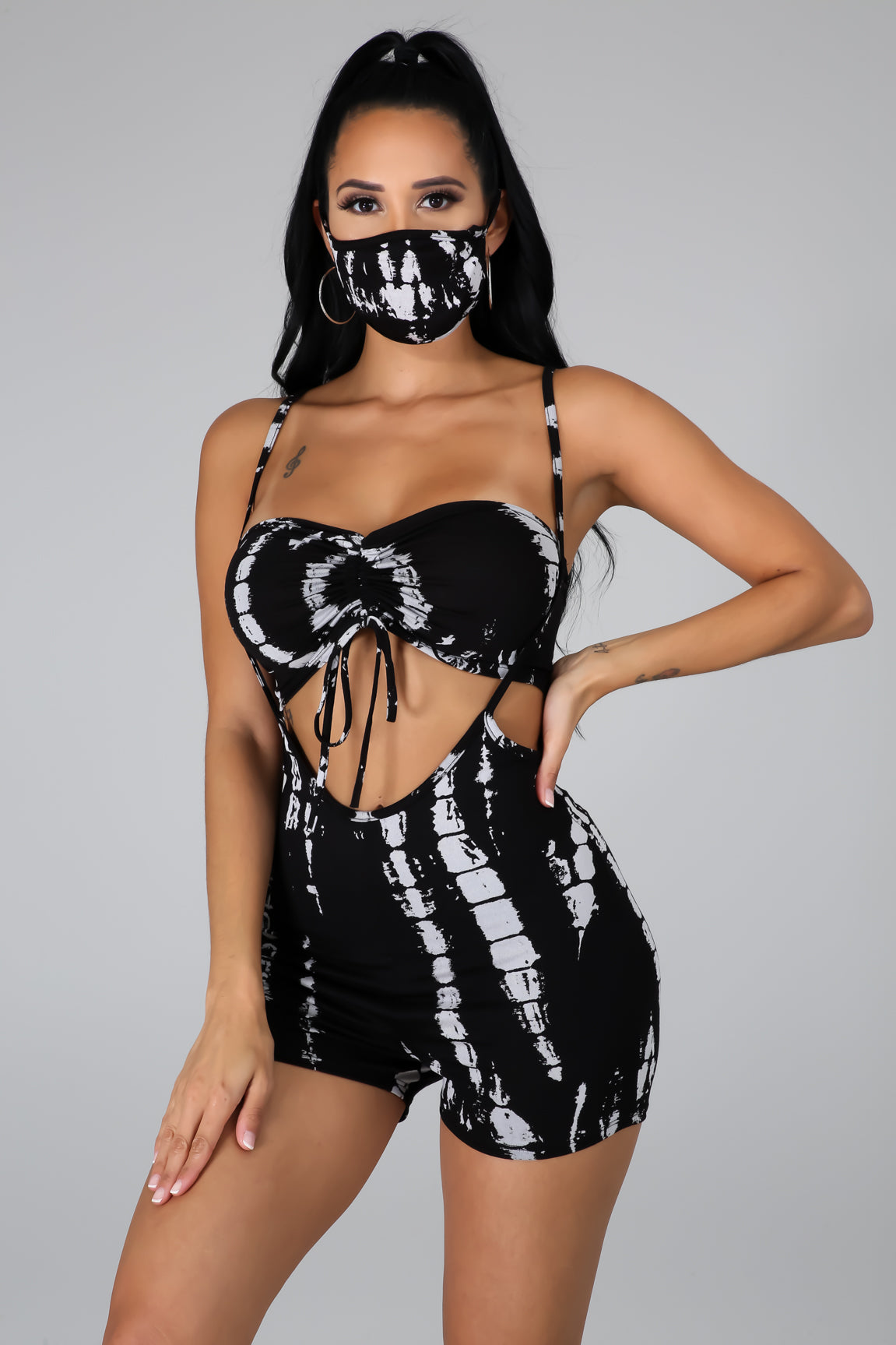 Cutout Tie-Front Romper Set