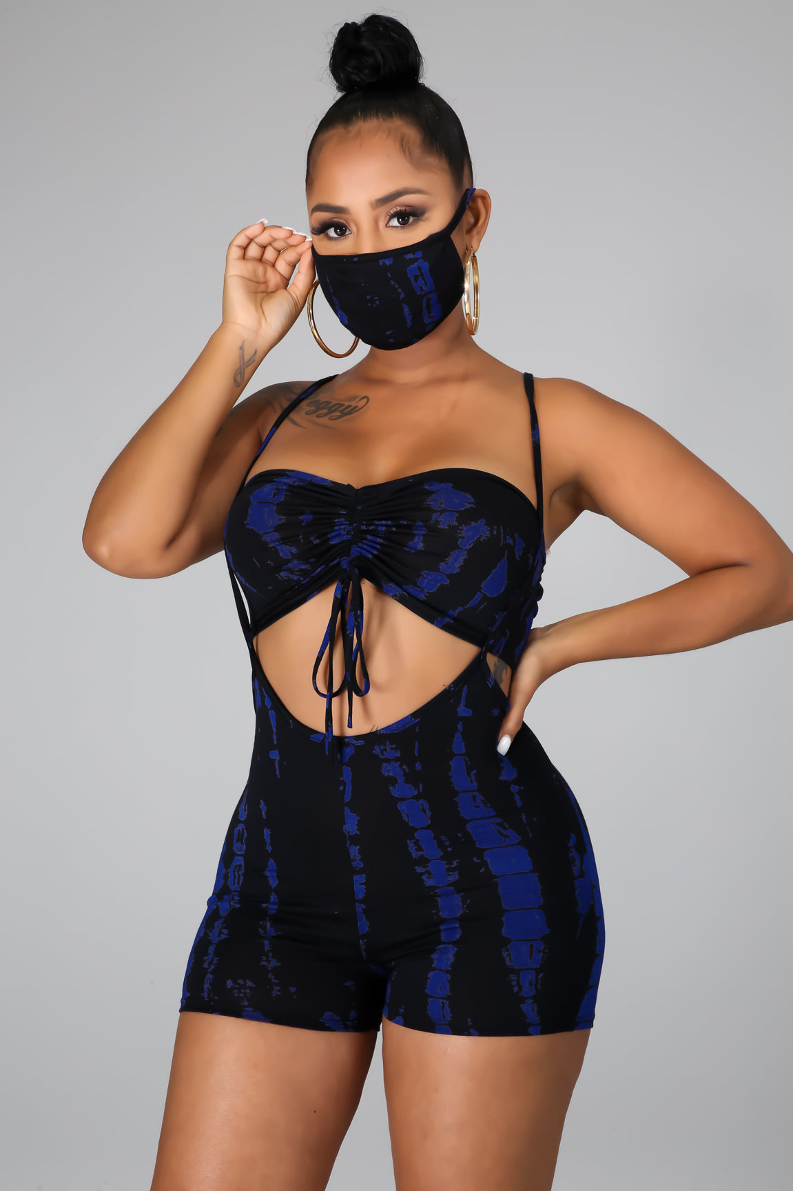 Cutout Tie-Front Romper Set