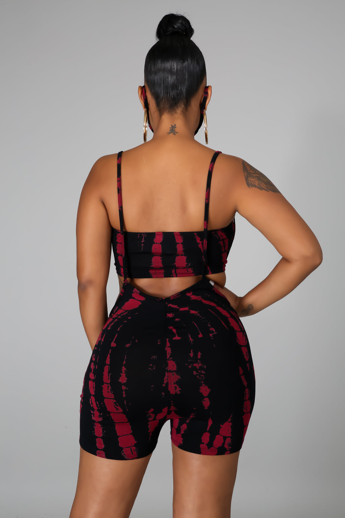 Cutout Tie-Front Romper Set