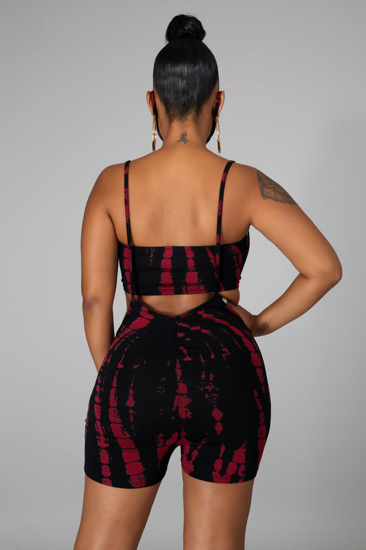 Cutout Tie-Front Romper Set