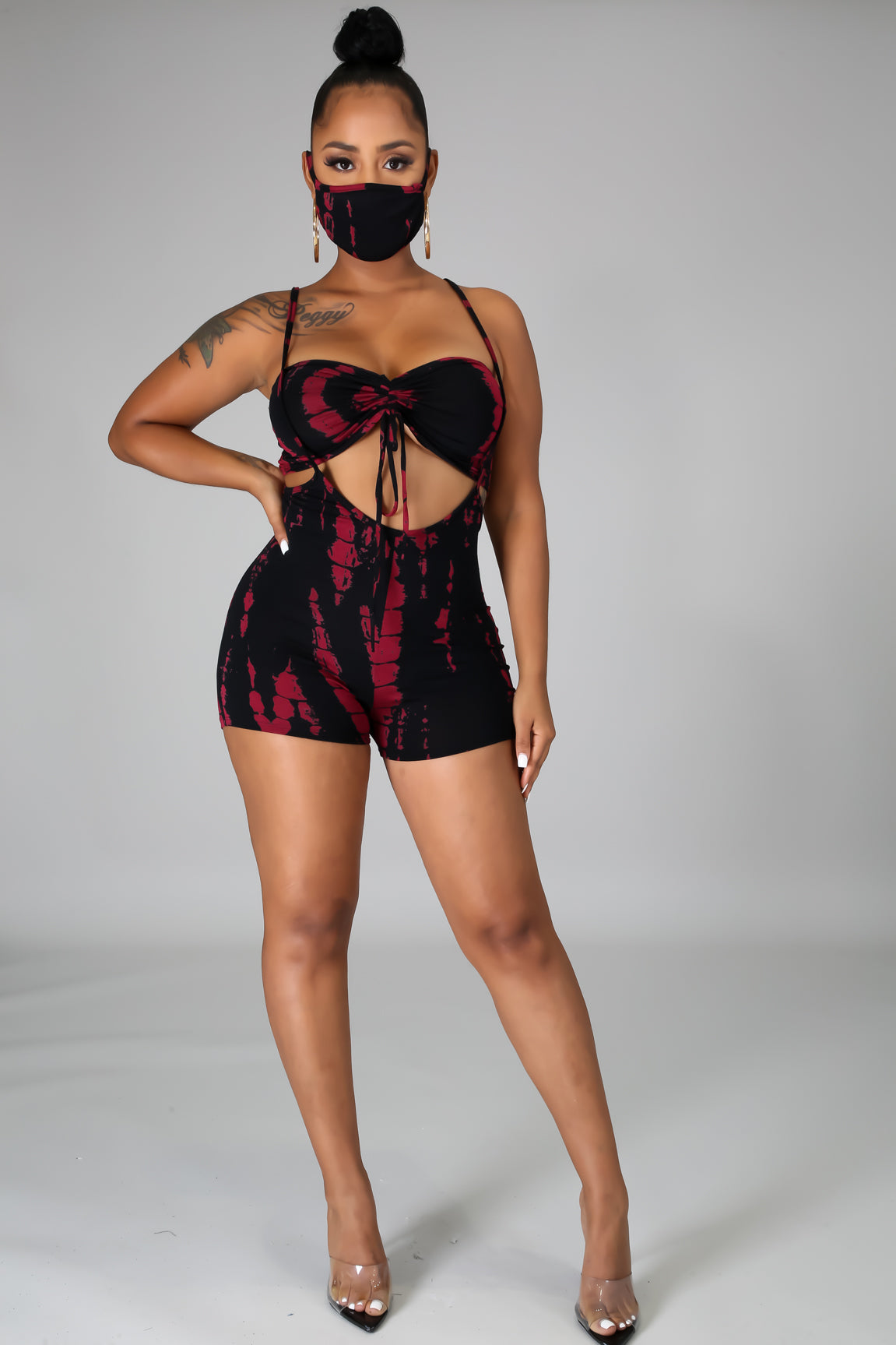 Cutout Tie-Front Romper Set