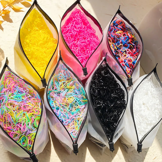 500/1000/2000pcs Girls Colorful Disposable Rubber Band Hair Ties