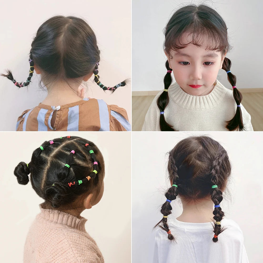 500/1000/2000pcs Girls Colorful Disposable Rubber Band Hair Ties